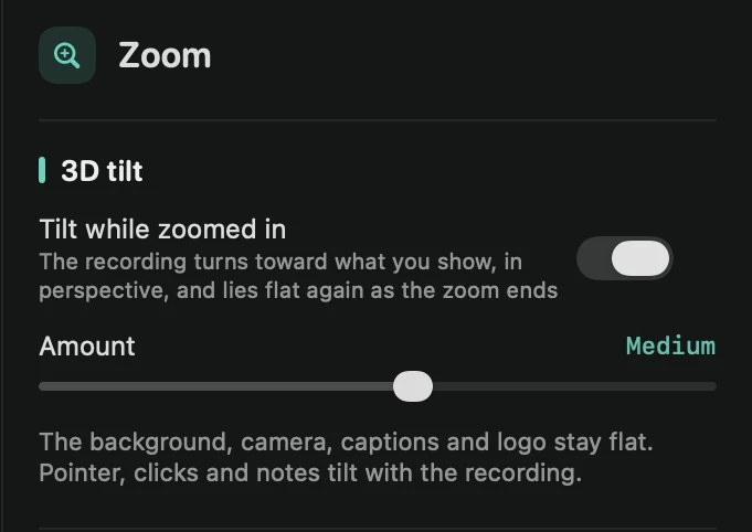 The Zoom tab’s 3D tilt section